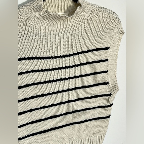 Maeve Anthropologie Striped Ivory Sweater Vest Extra Small - Picture 2 of 8